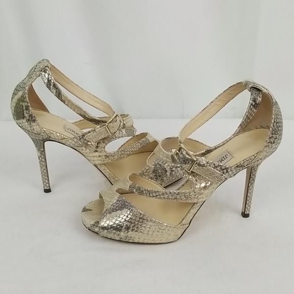 Jimmy Choo Beige Glitter Strappy Sandals size 37 - Picture 9 of 13